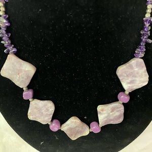 This League Of NH Craftsmen Amethyst rough cut is a necklace beautifully crafted